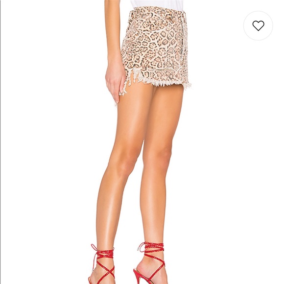 Vanguard Mid Rise Denim Skirt in Leopard - Picture 3 of 8